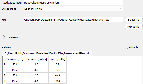 ReadValues Example